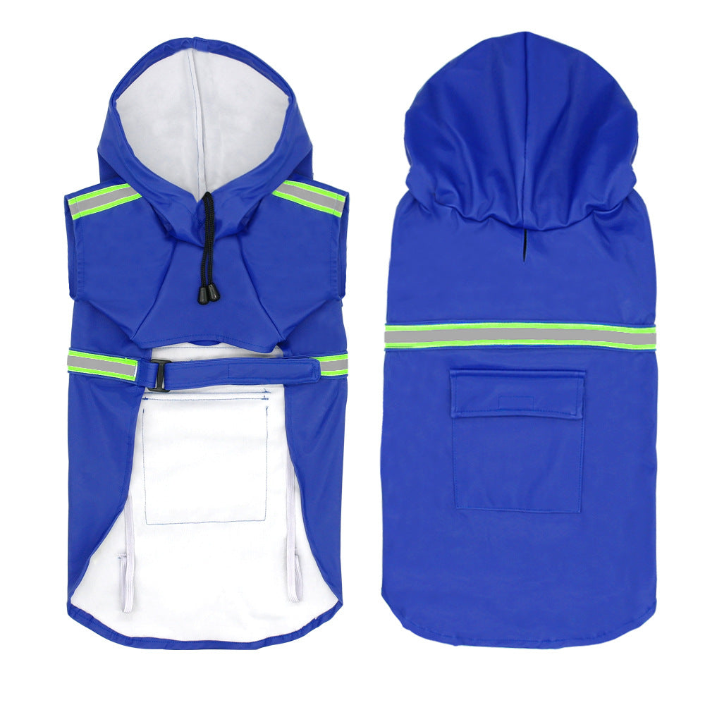 Impermeable para Perros Grandes – Poncho Reflectante con Capucha y Cierre Windproof