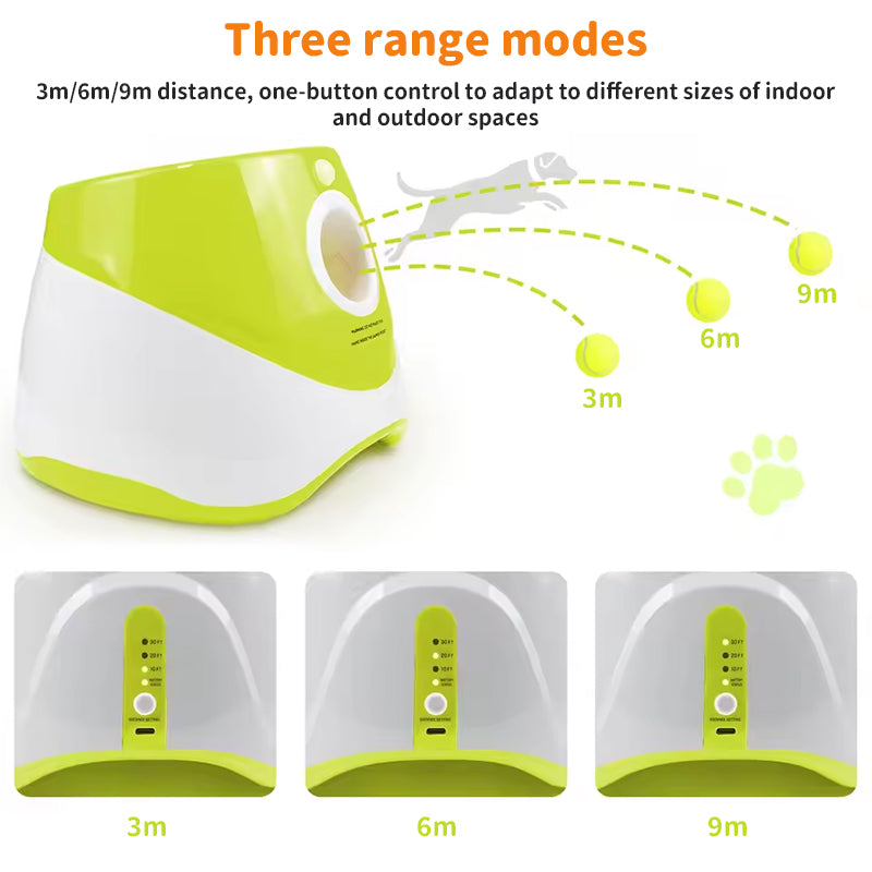 Lanzador Automático de Pelotas para Mascotas – Recargable con 3 Pelotas Incluidas