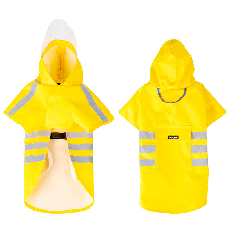 Impermeable para Perros Grandes – Poncho Reflectante con Capucha y Cierre Windproof