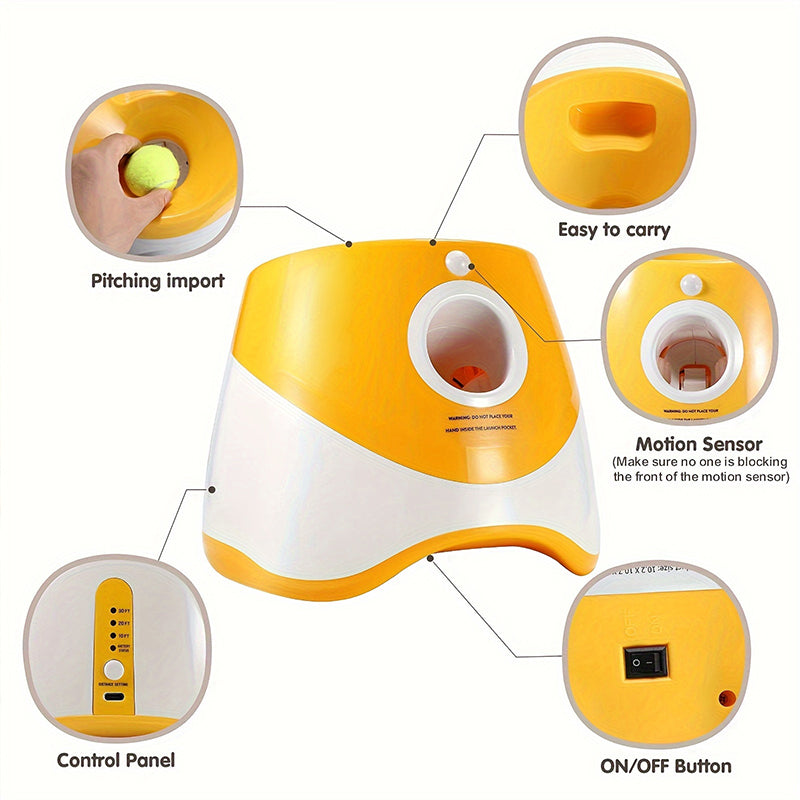 Lanzador Automático de Pelotas para Mascotas – Recargable con 3 Pelotas Incluidas