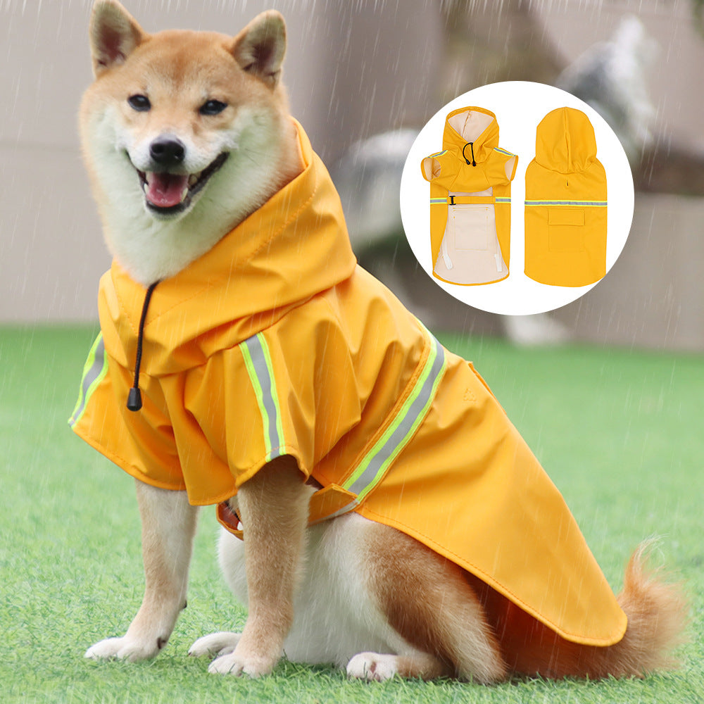 Impermeable para Perros Grandes – Poncho Reflectante con Capucha y Cierre Windproof